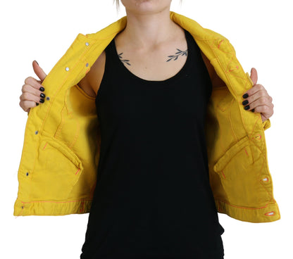 Veste en jean Dsquared² à manches longues, col jaune.
