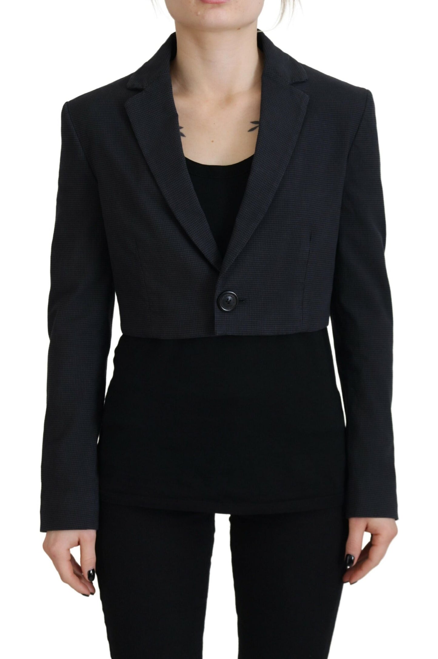Dsquared² Zwarte, geklede, cropped blazer van katoen met knopen