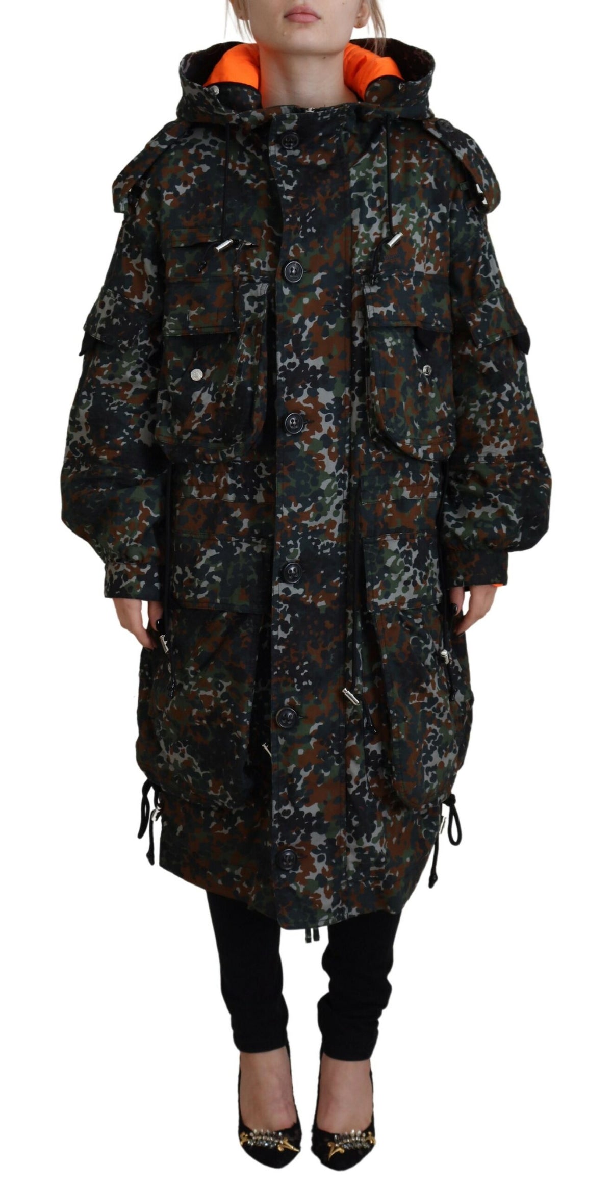 Dsquared² Parka Vert à Capuche avec Imprimé Camouflage Gothique