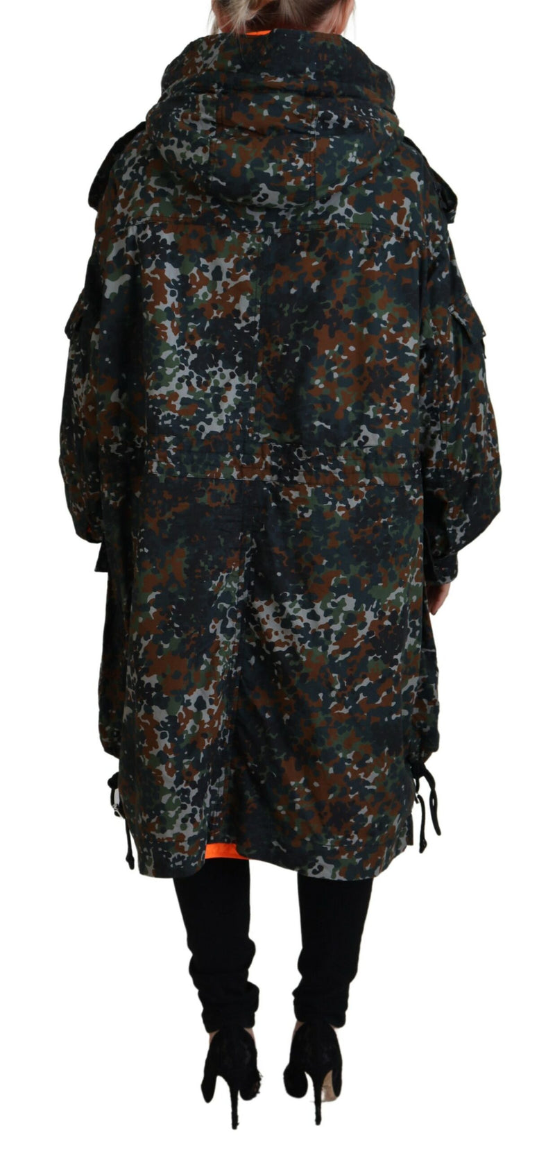 Dsquared² Green Hooded Goth Camouflage Print Parka Coat