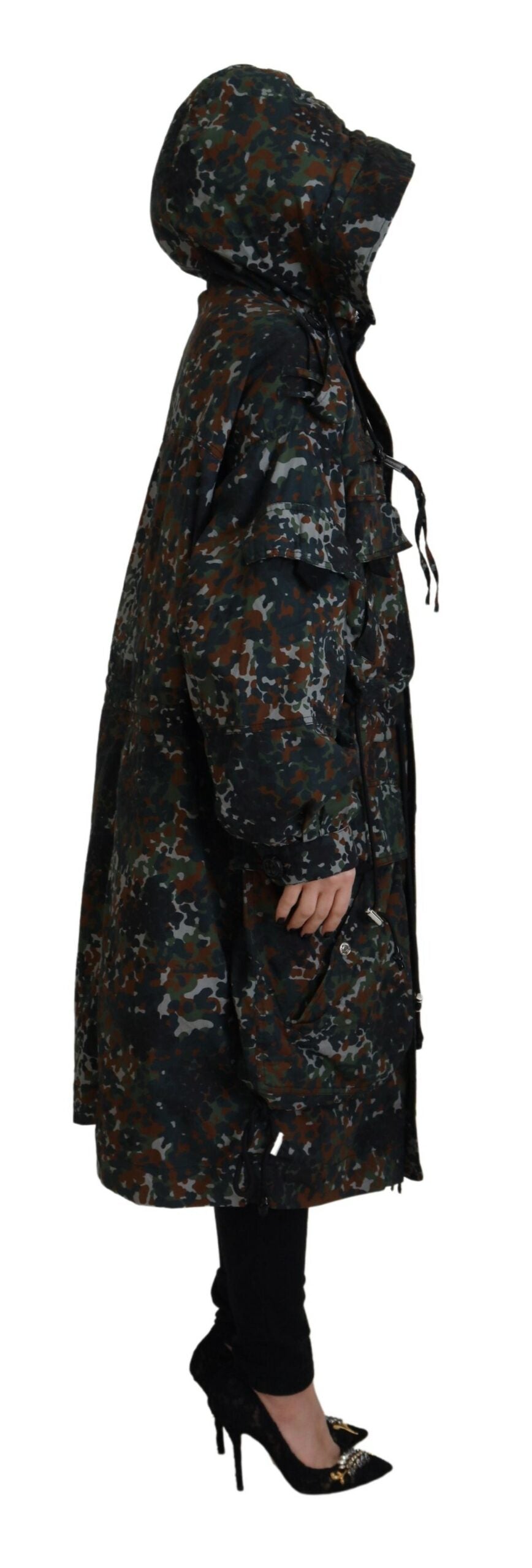Dsquared² Parka Vert à Capuche avec Imprimé Camouflage Gothique