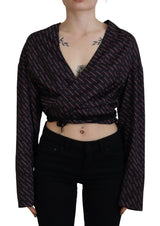 Dsquared² Black Cropped Logo Printed Blouse Top