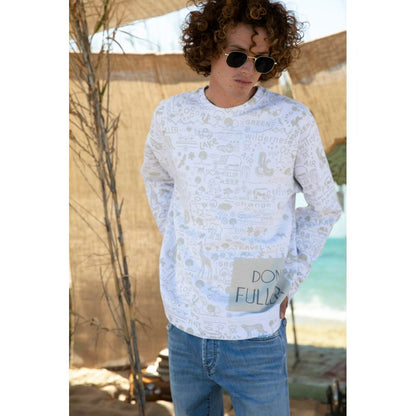 Pull en coton blanc pour homme Don The Fuller