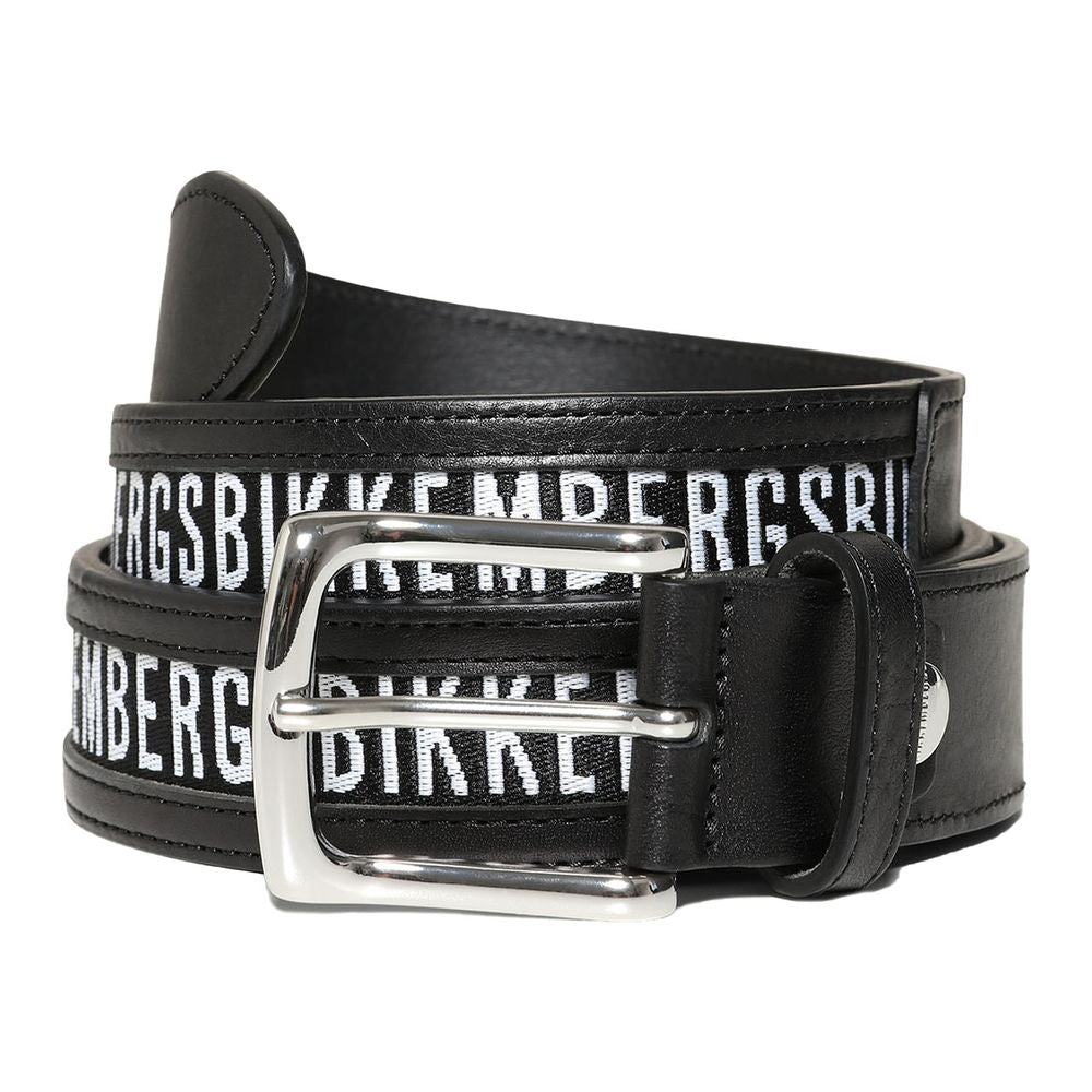 Ceinture homme en cuir de veau noir Bikkembergs