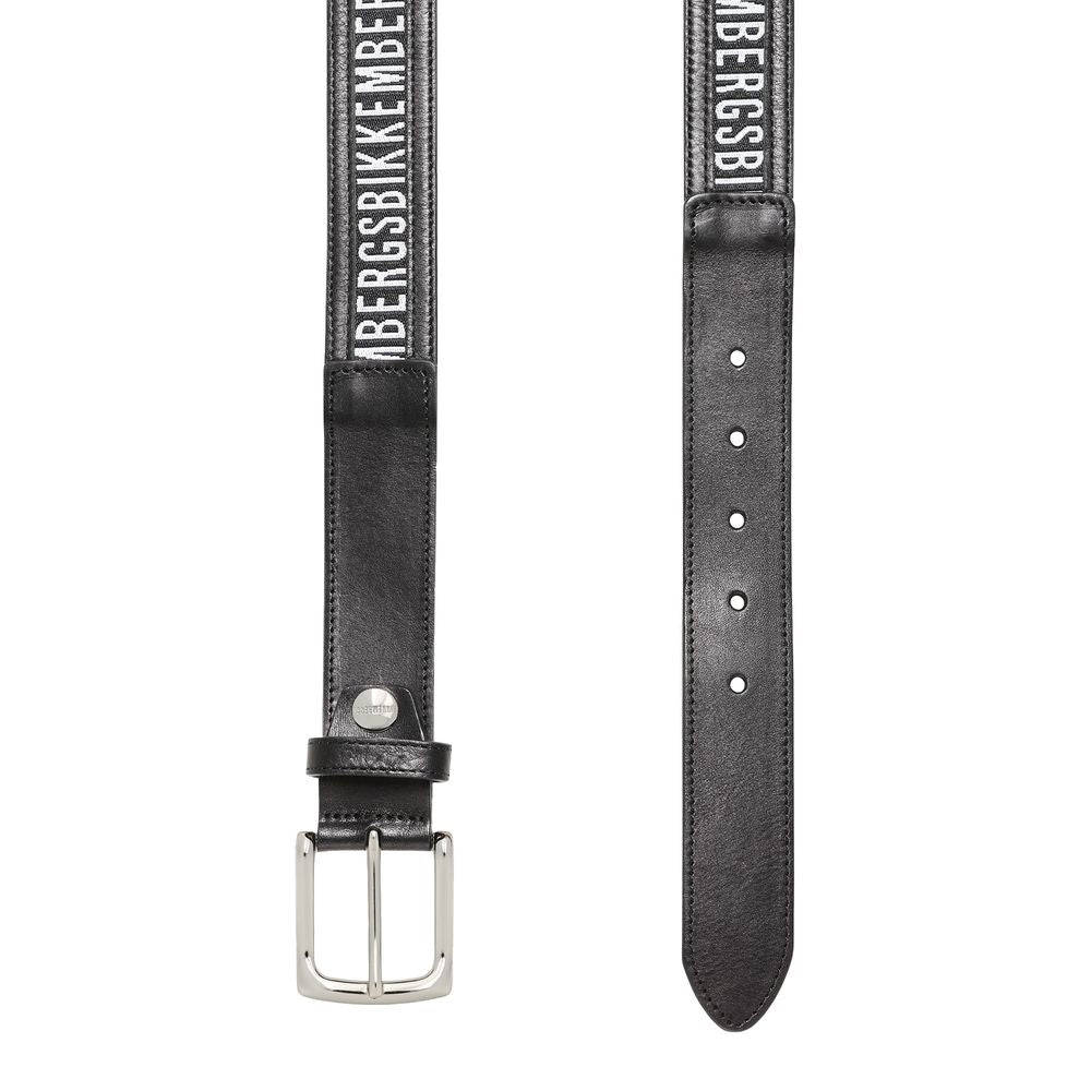 Ceinture homme en cuir de veau noir Bikkembergs