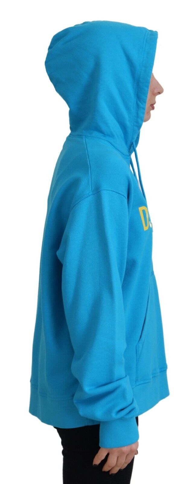 Dsquared² Blue Logo Print Cotton Hoodie Sweatshirt