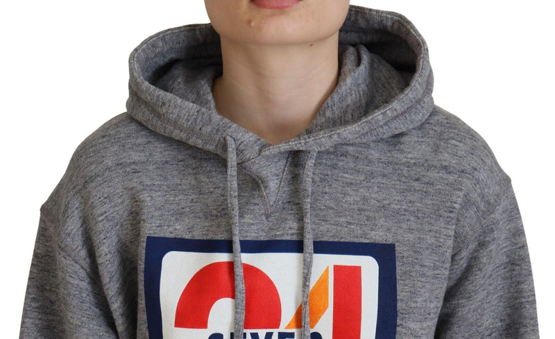 Dsquared² Sweatshirt à Capuche en Coton Gris avec Imprimé Logo
