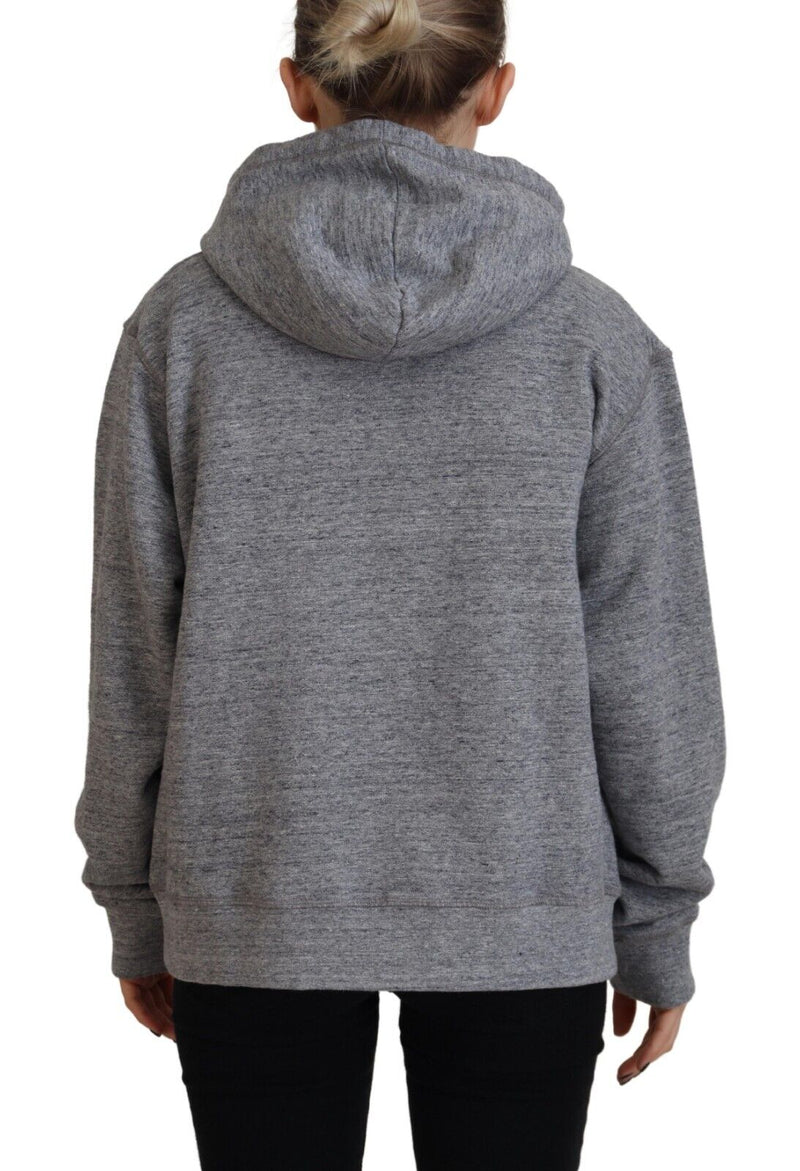 Dsquared² Sweatshirt à Capuche en Coton Gris avec Imprimé Logo