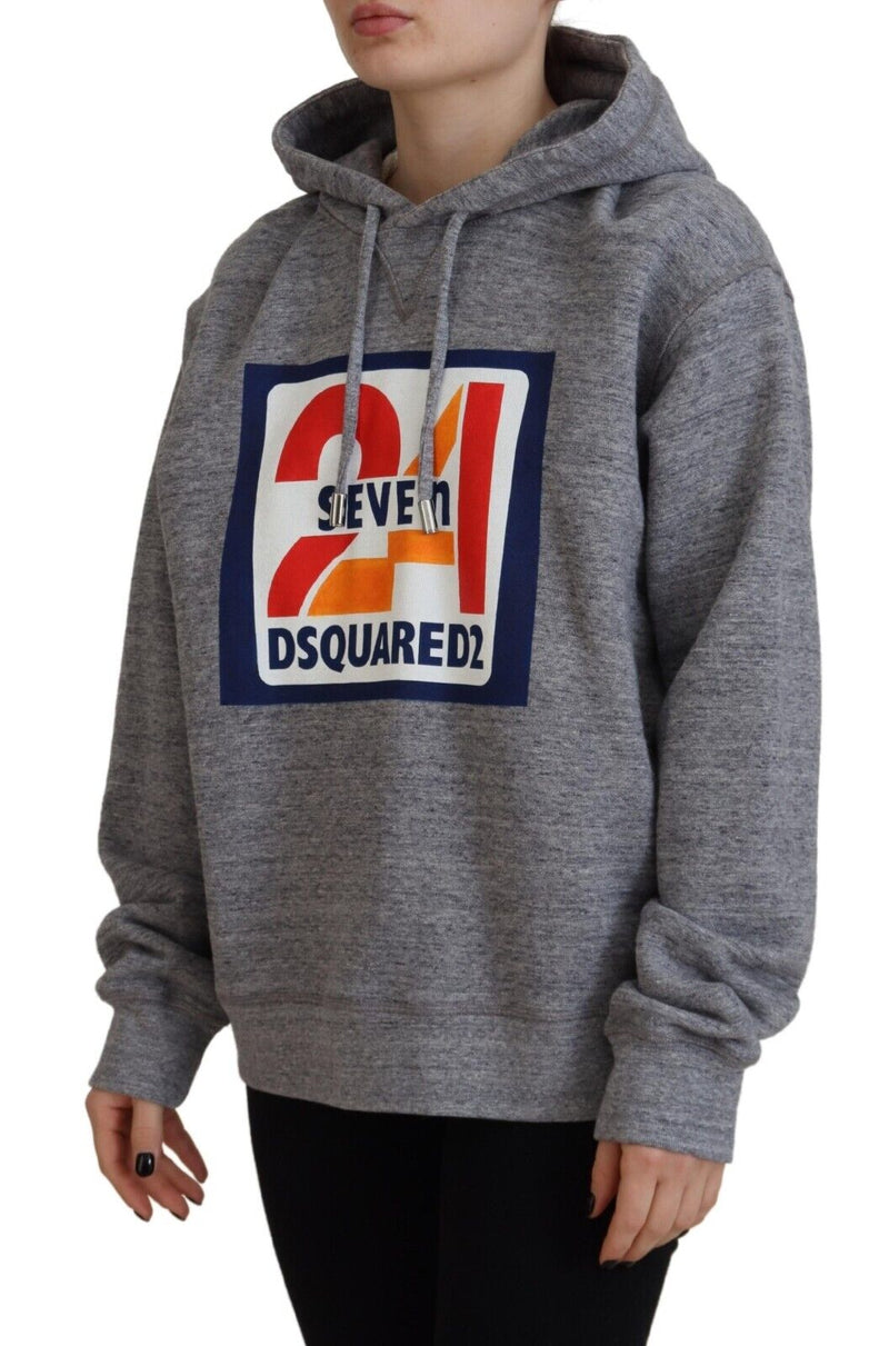 Dsquared² Sweatshirt à Capuche en Coton Gris avec Imprimé Logo