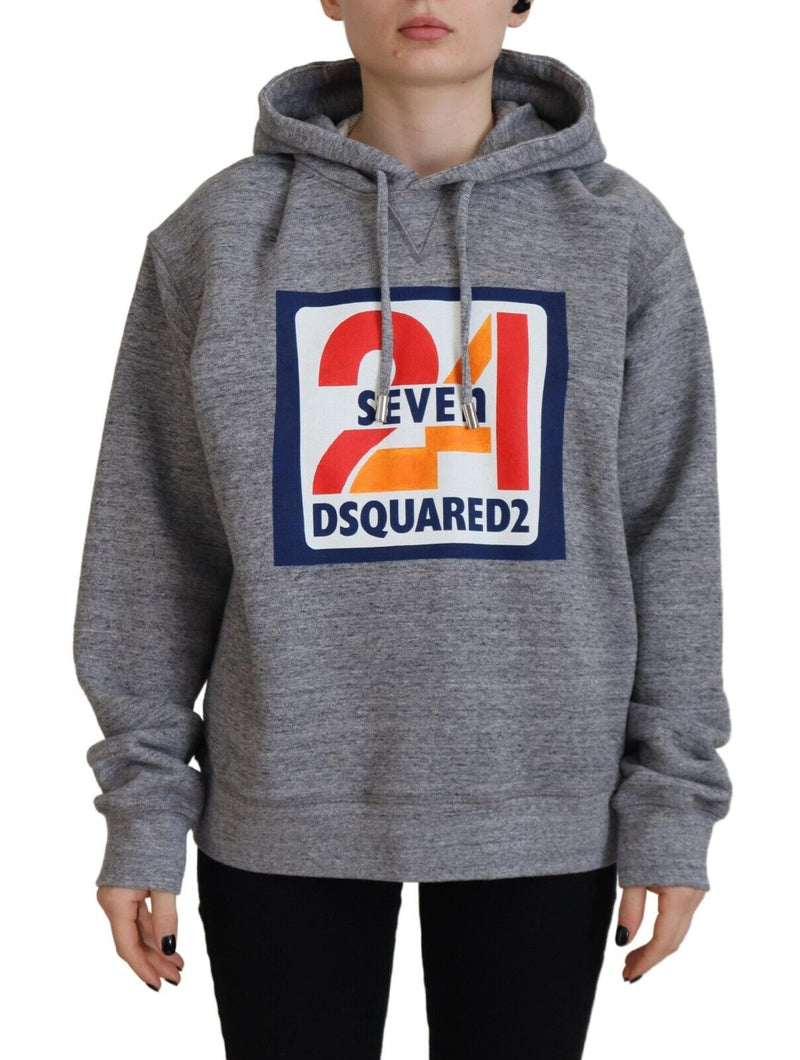 Dsquared² Sweatshirt à Capuche en Coton Gris avec Imprimé Logo