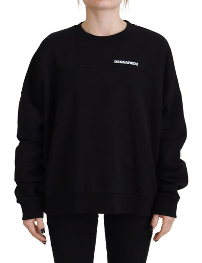 Pull à manches longues pour femme en coton noir imprimé Dsquared²