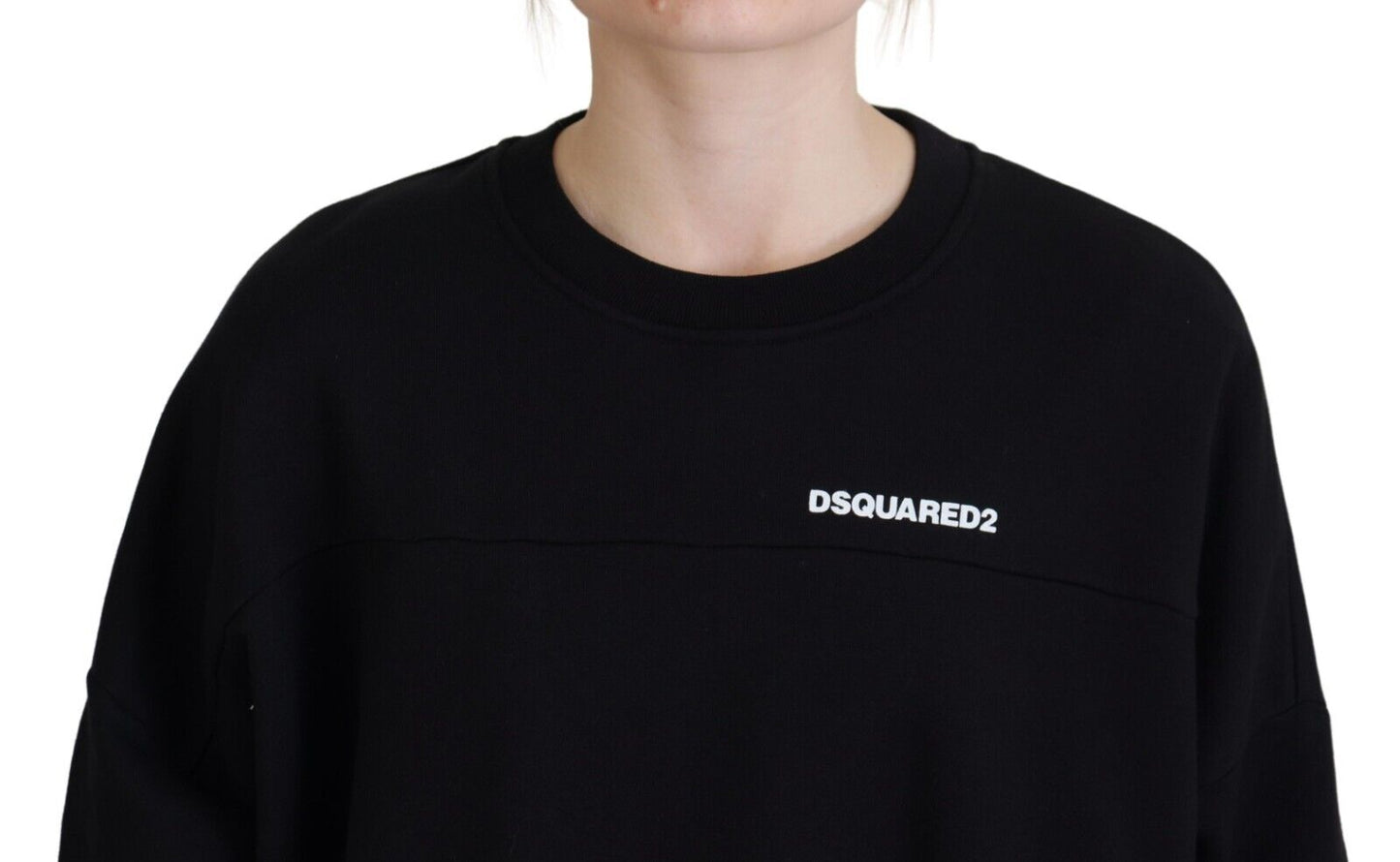Pull à manches longues pour femme en coton noir imprimé Dsquared²