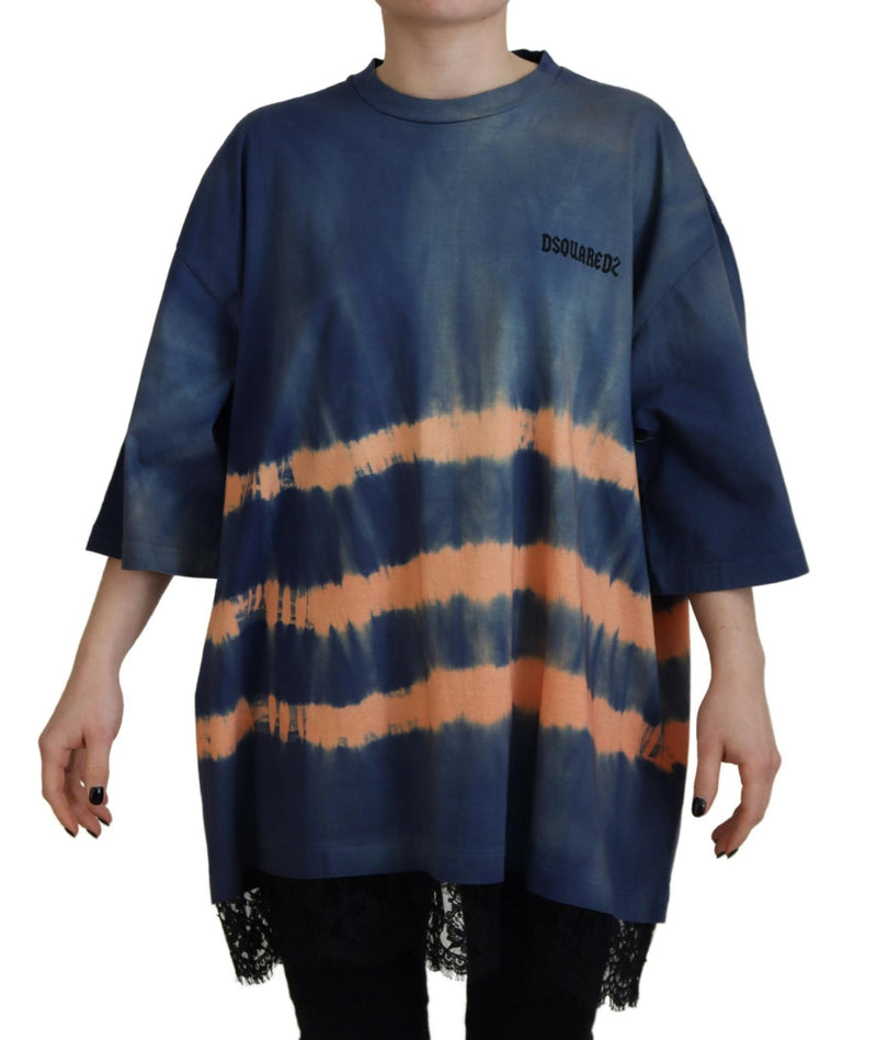 Dsquared² T-shirt en coton bleu tie-dye à manches courtes