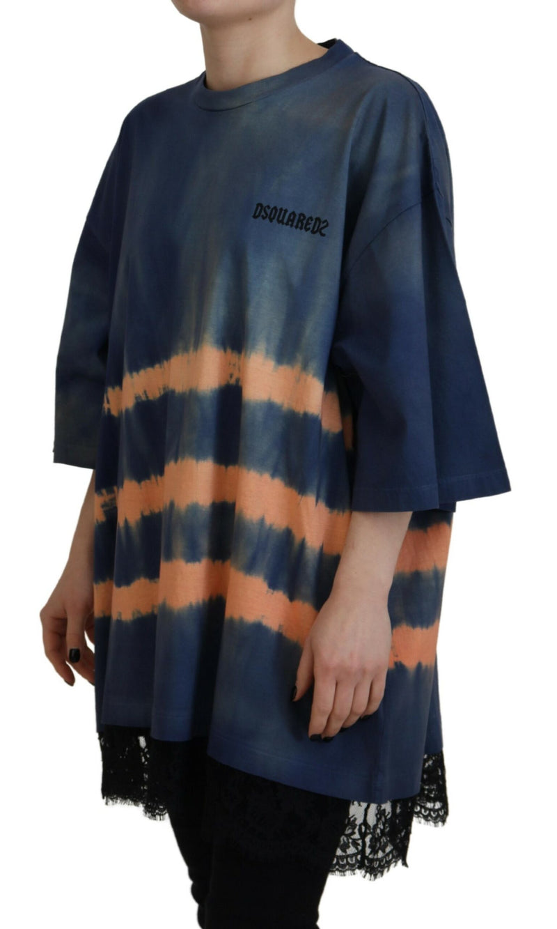 Dsquared² T-shirt en coton bleu tie-dye à manches courtes