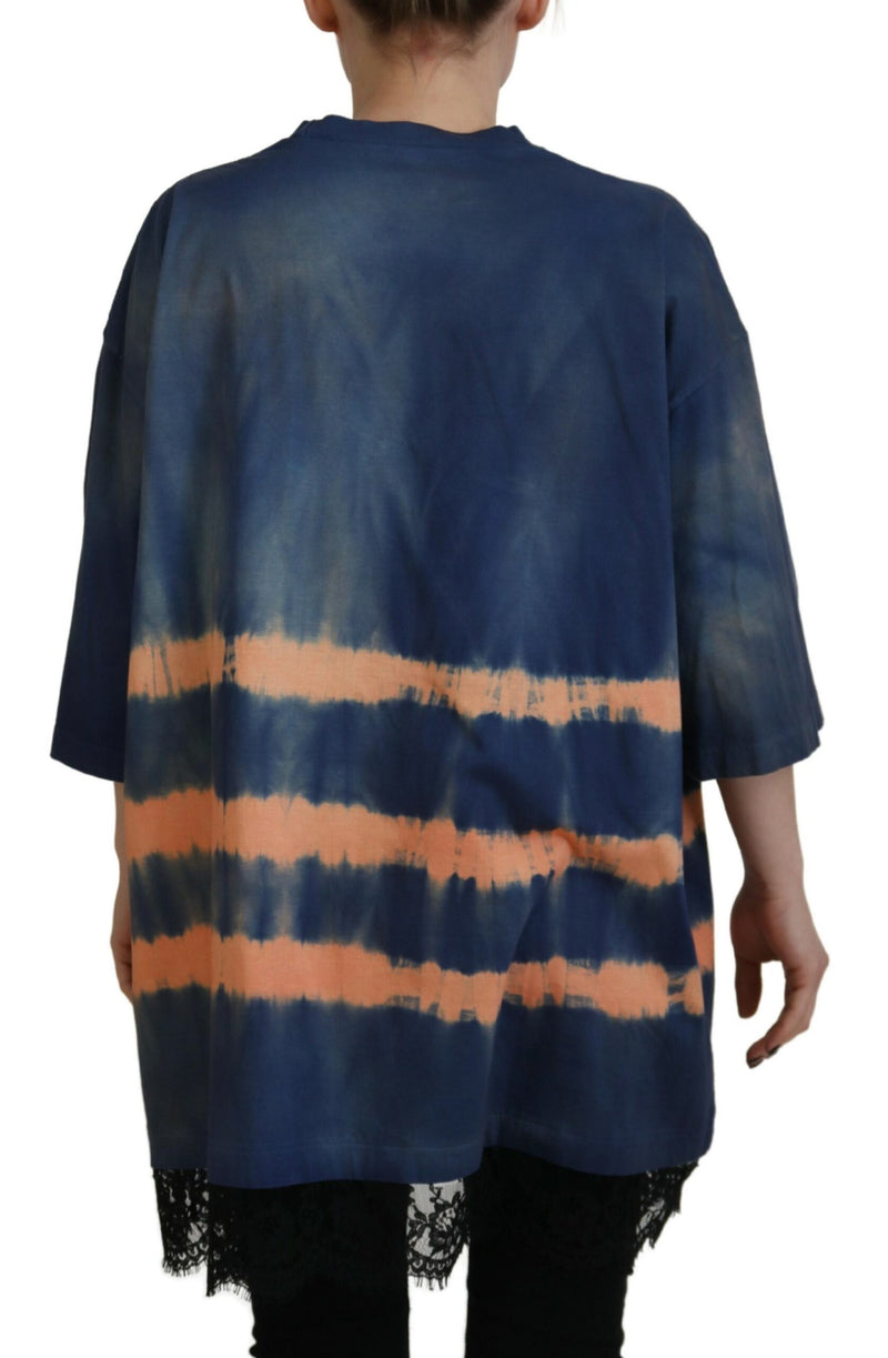 Dsquared² T-shirt en coton bleu tie-dye à manches courtes