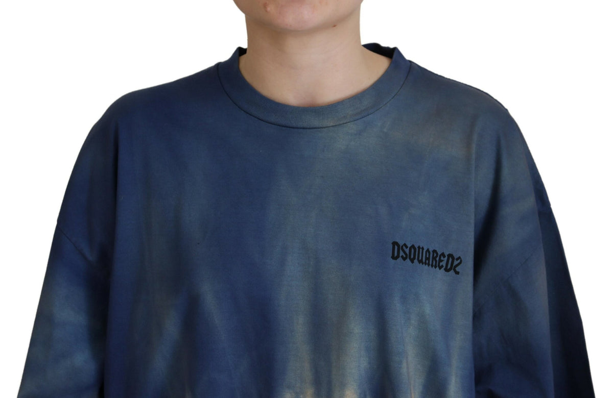 Dsquared² T-shirt en coton bleu tie-dye à manches courtes