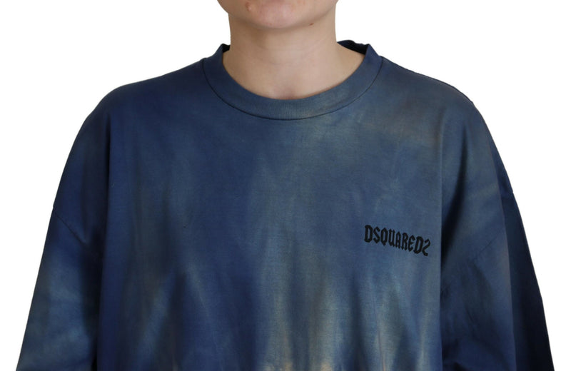 Dsquared² T-shirt en coton bleu tie-dye à manches courtes