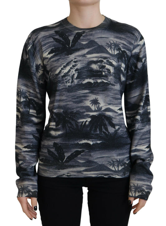 Pull en coton noir à manches longues Dsquared² avec imprimé "Thunder Sky"