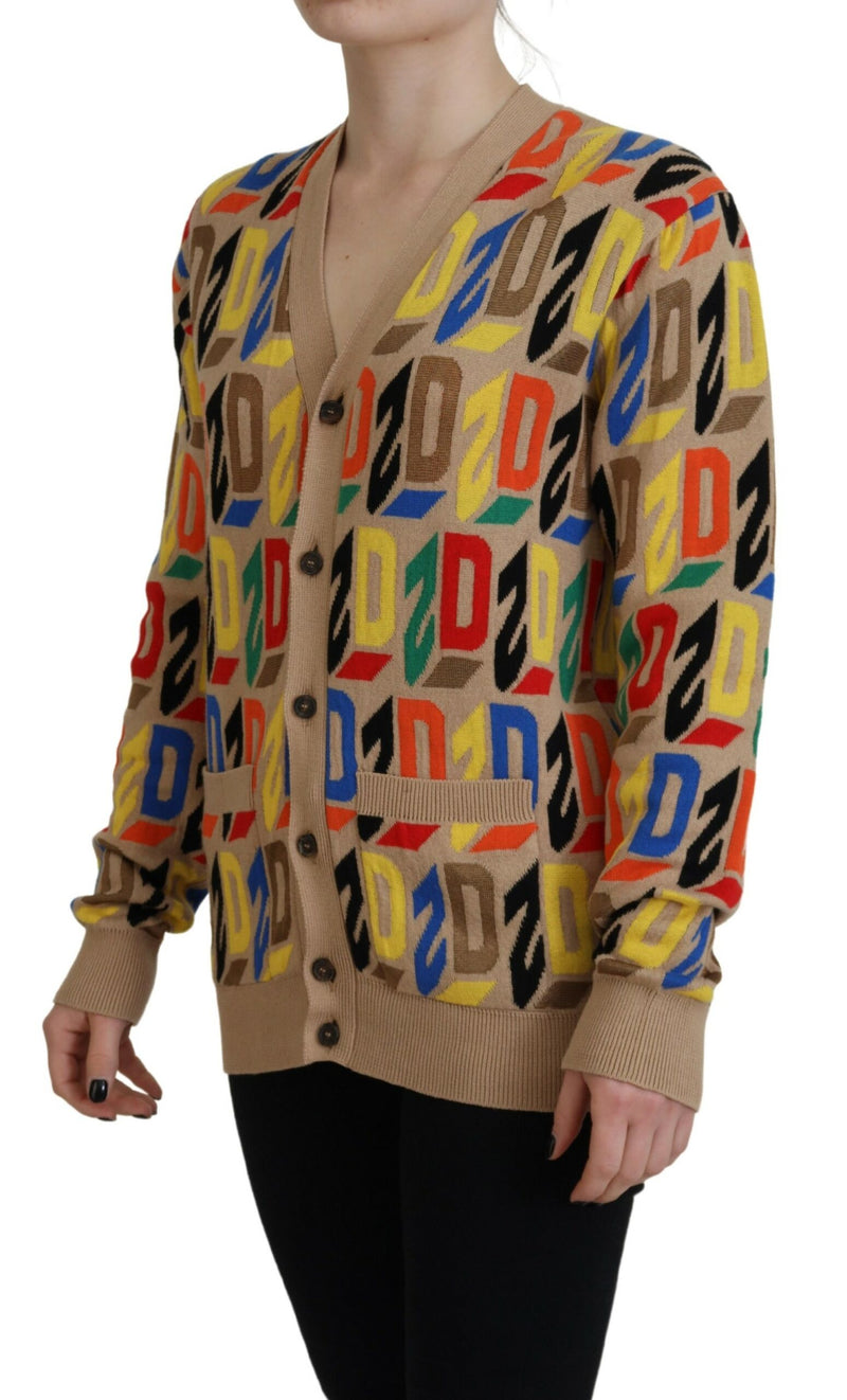 Dsquared² Brown Logo Long Sleeve Cardigan Sweater for Women