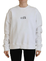 Dsquared² Sweater en Coton Imprimé Blanc à Manches Longues