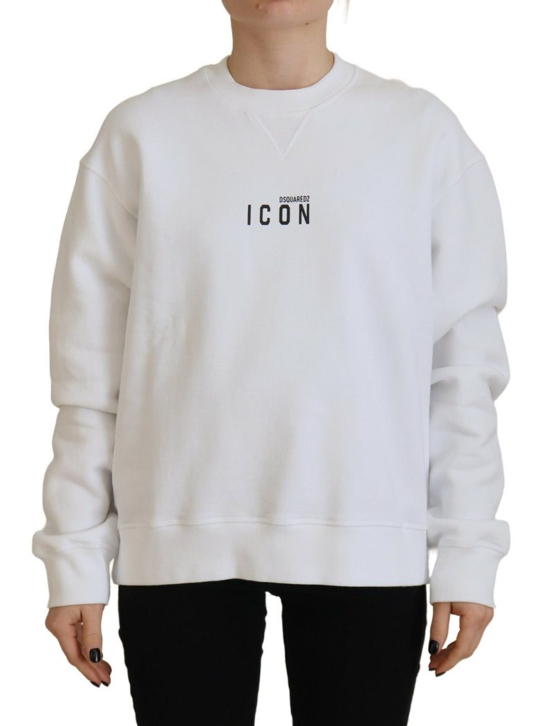 Dsquared² Sweater en Coton Imprimé Blanc à Manches Longues