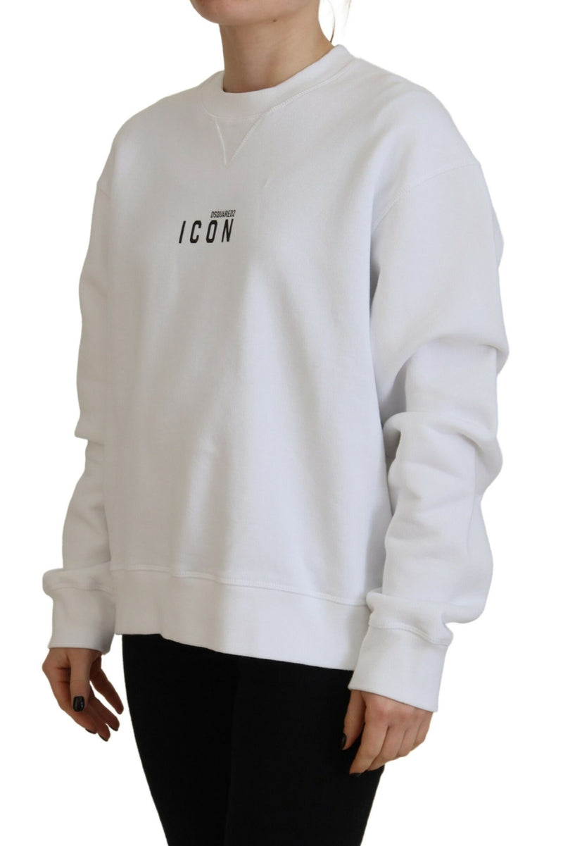 Dsquared² Sweater en Coton Imprimé Blanc à Manches Longues