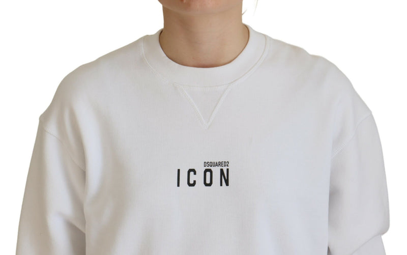 Dsquared² Sweater en Coton Imprimé Blanc à Manches Longues