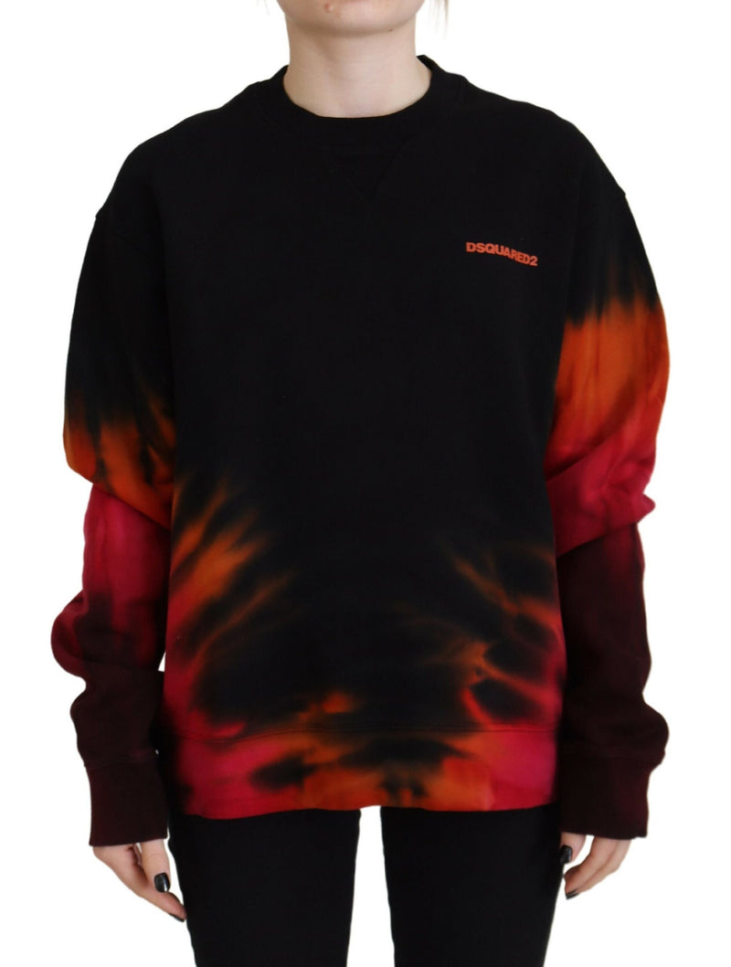 Dsquared² Black Tie Dye Logo Print Long Sleeve Sweater