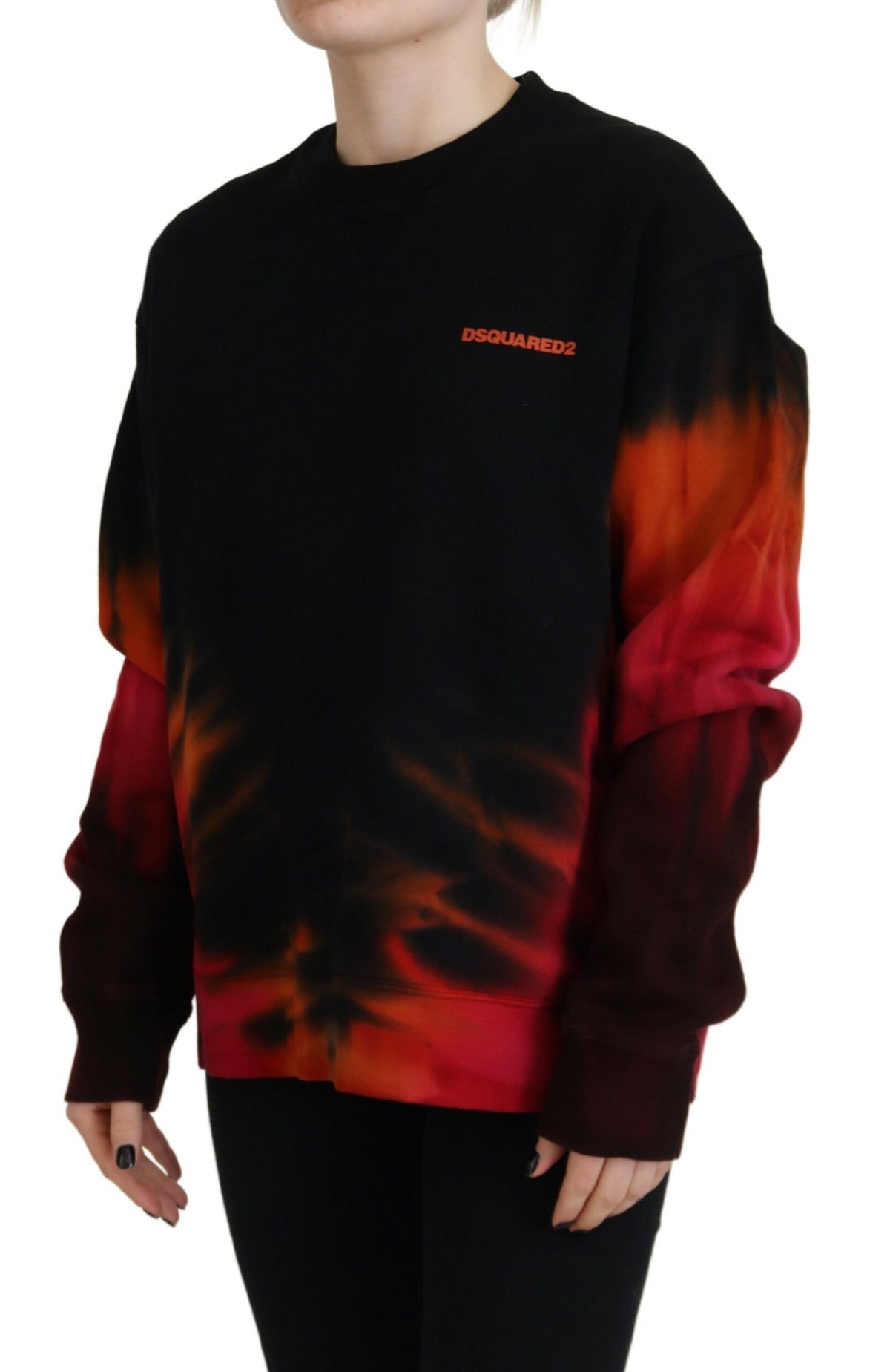 Dsquared² Black Tie Dye Logo Print Long Sleeve Sweater