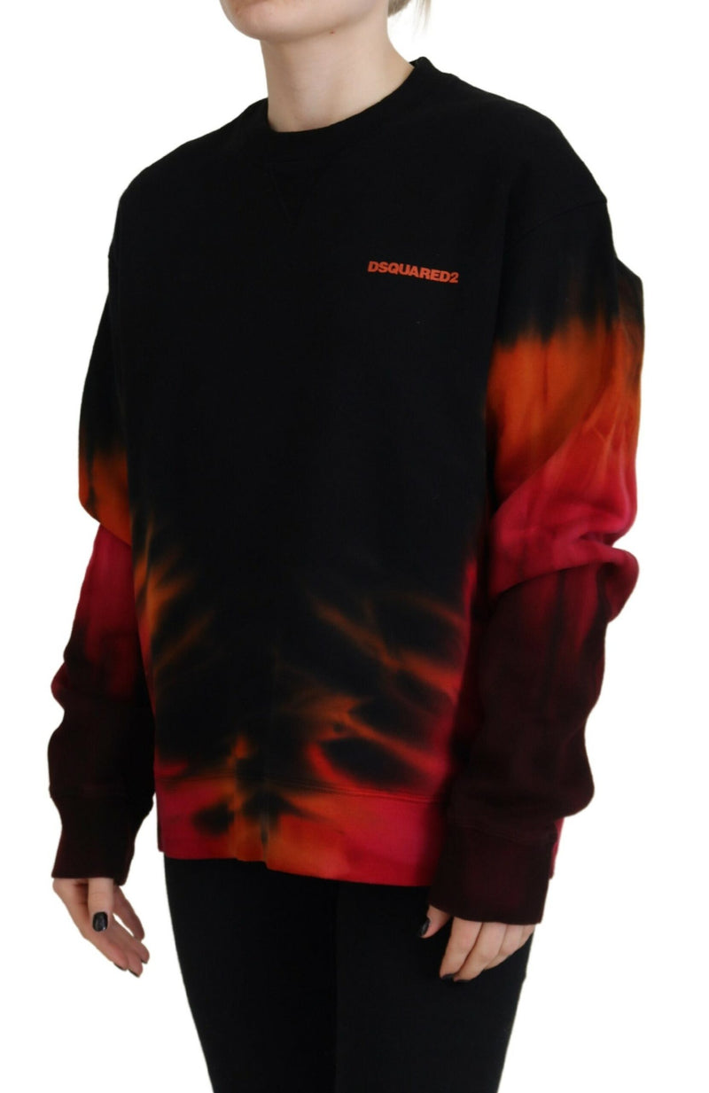 Dsquared² Black Tie Dye Logo Print Long Sleeve Sweater