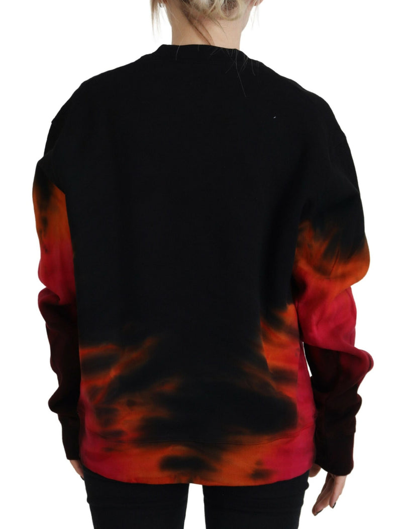 Dsquared² Black Tie Dye Logo Print Long Sleeve Sweater