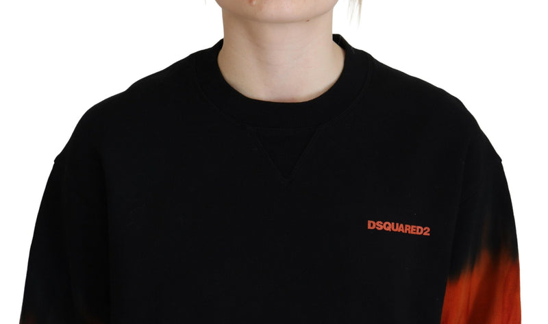 Dsquared² Black Tie Dye Logo Print Long Sleeve Sweater