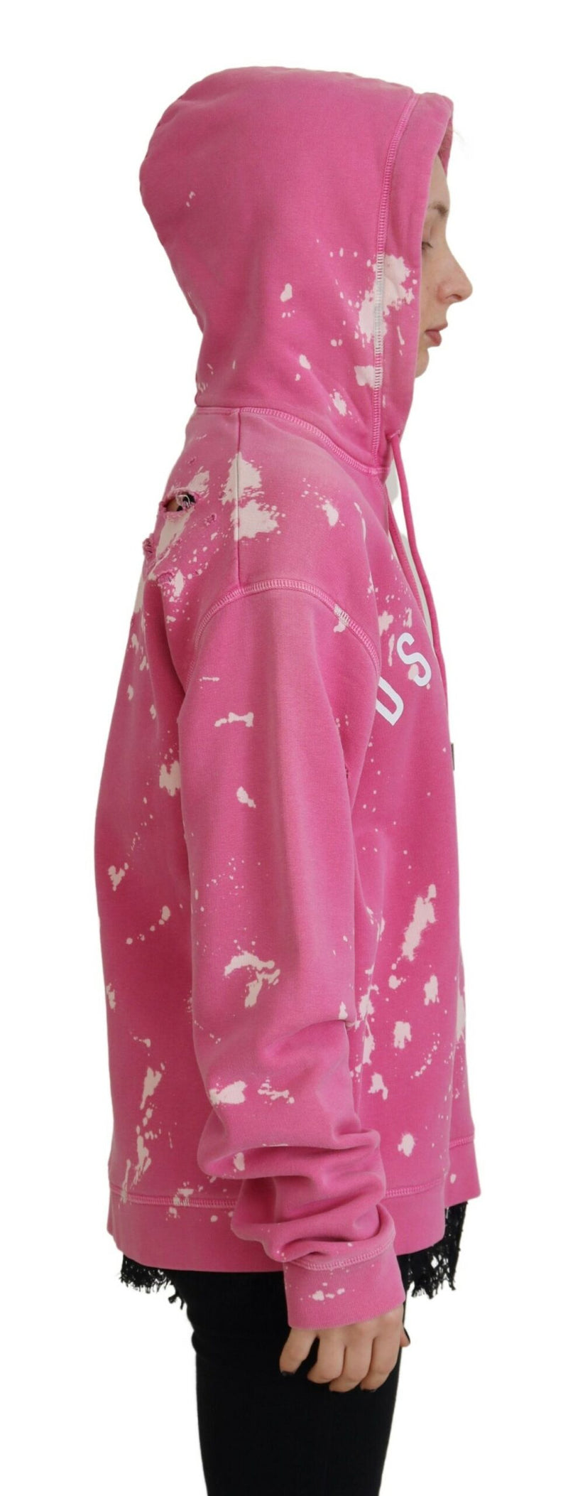 Dsquared² Pink Logo Print Cotton Hoodie Sweatshirt