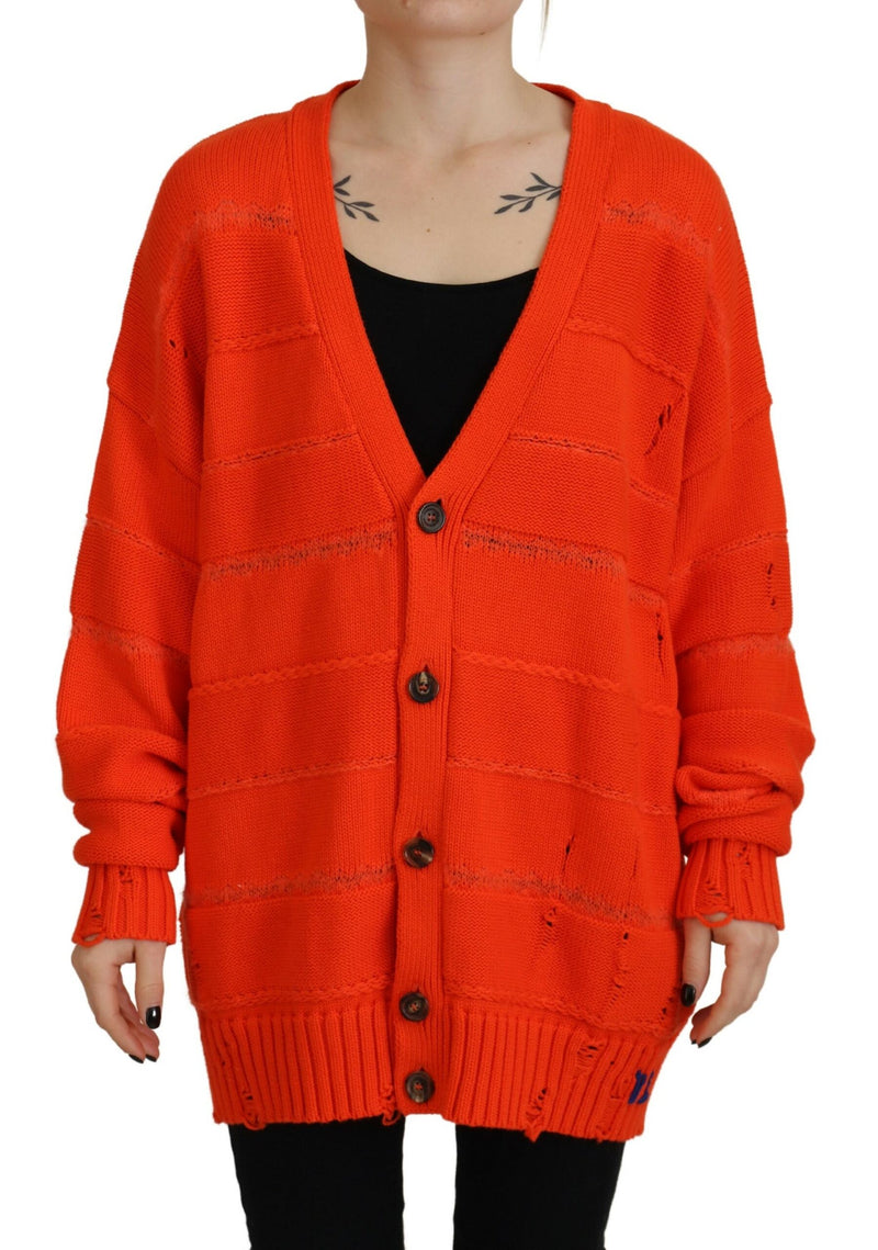 Dsquared² Orange Cotton Knitted Cardigan Sweater