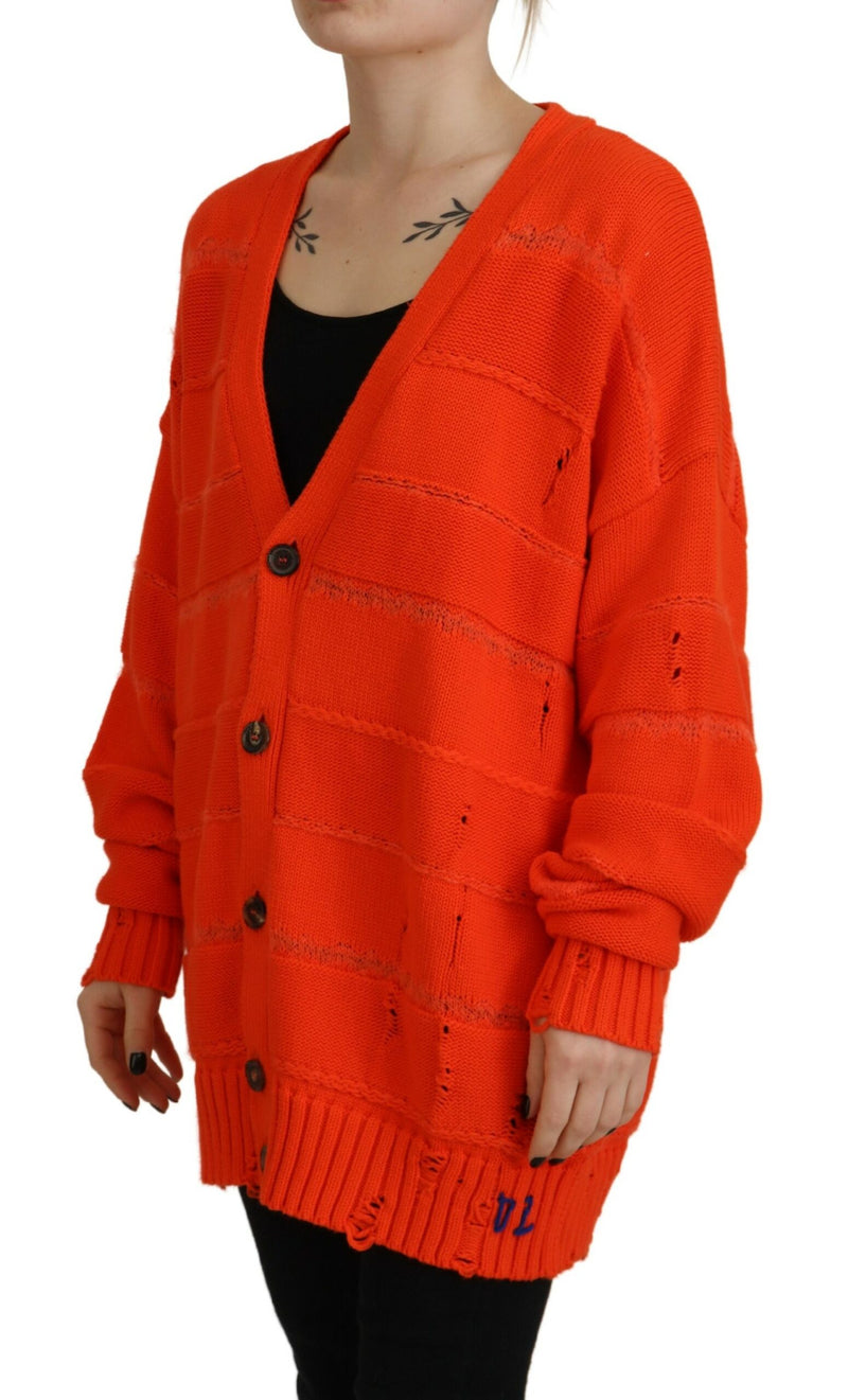 Dsquared² Orange Cotton Knitted Cardigan Sweater