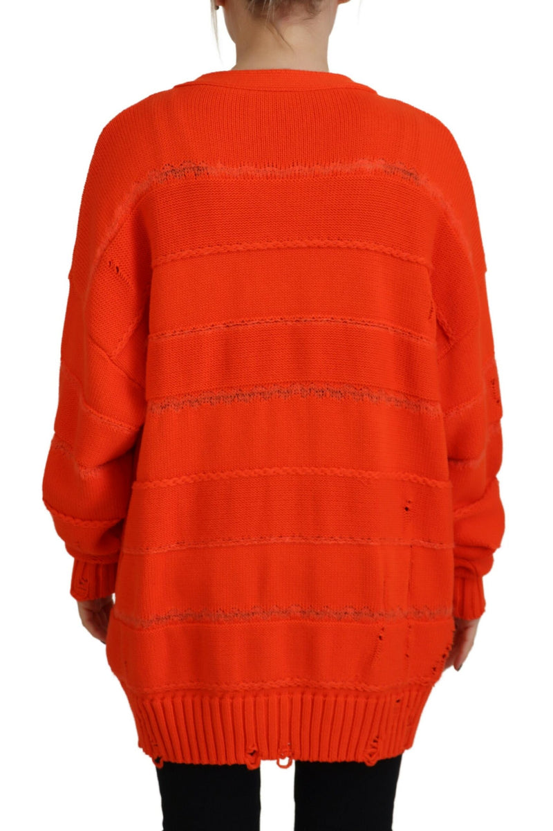 Dsquared² Orange Cotton Knitted Cardigan Sweater