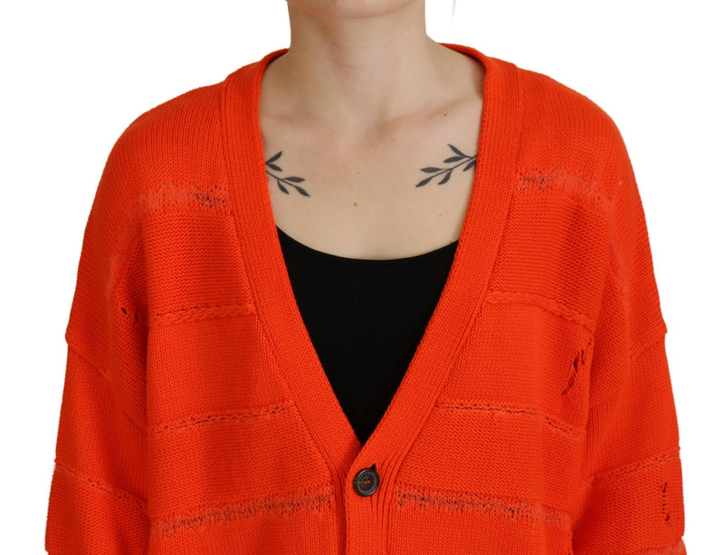 Dsquared² Orange Cotton Knitted Cardigan Sweater