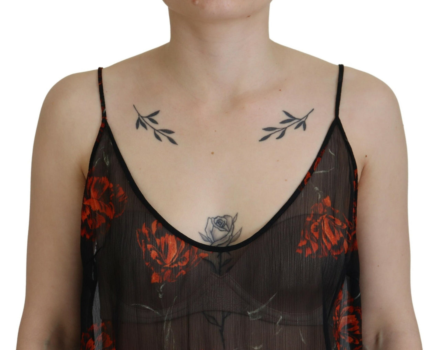 Haut débardeur noir à fines bretelles Dsquared² à imprimé floral.