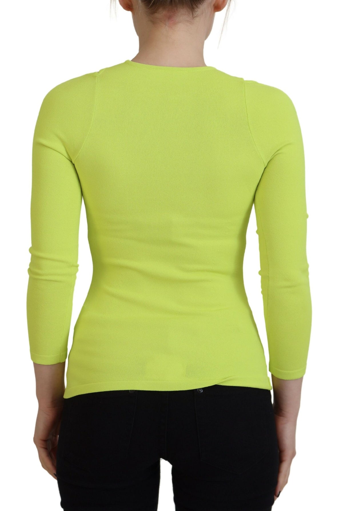 Dsquared² T-Shirt Jaune Vert à Épaules Dévoilées