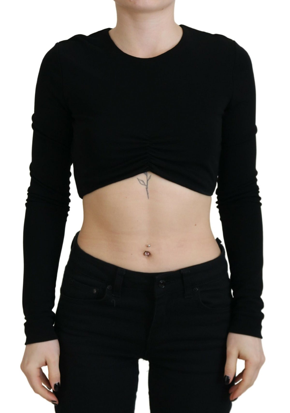 Dsquared² Top Noir en Viscose à Manches Longues et Col Rond