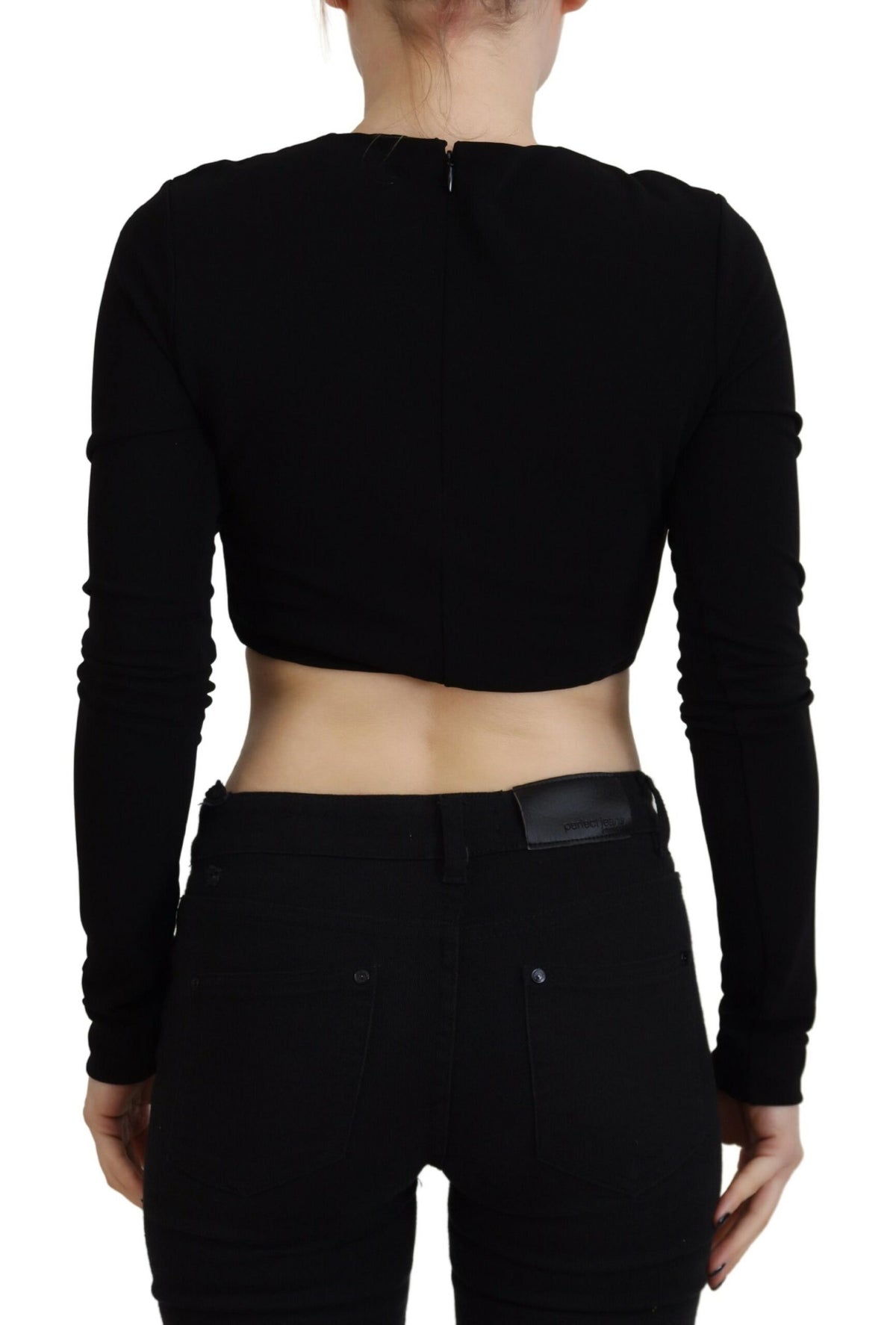 Dsquared² Top Noir en Viscose à Manches Longues et Col Rond