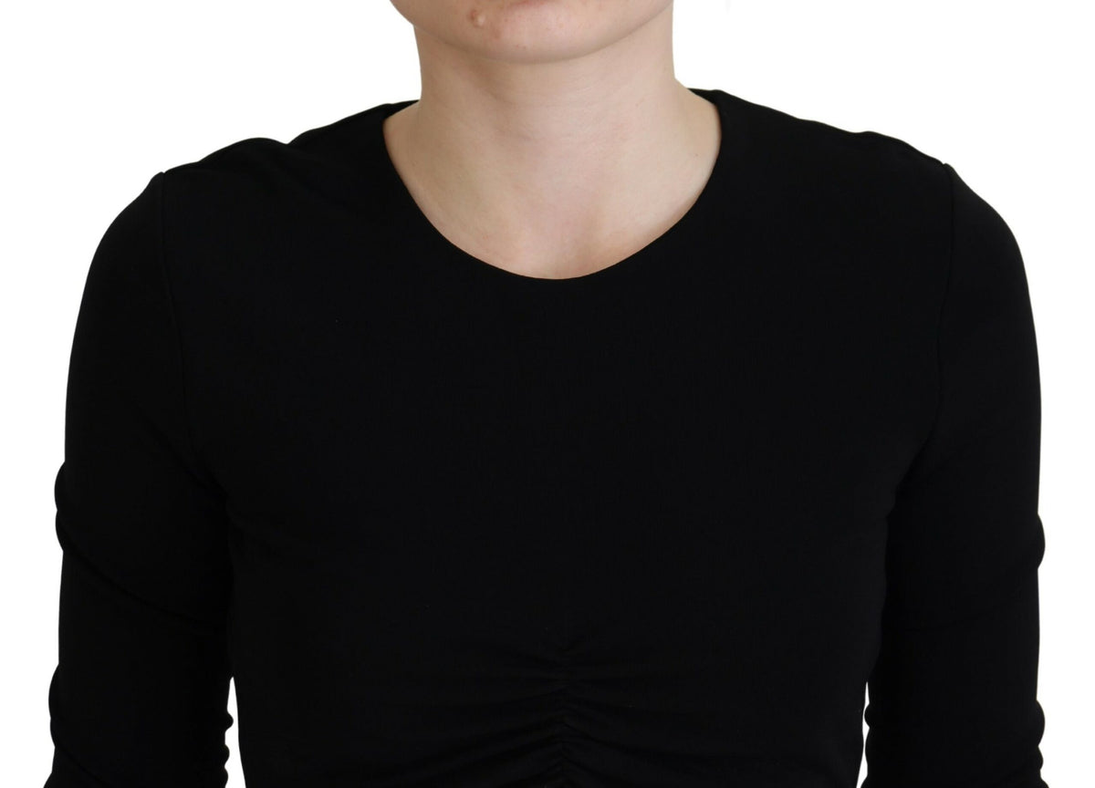 Dsquared² Top Noir en Viscose à Manches Longues et Col Rond