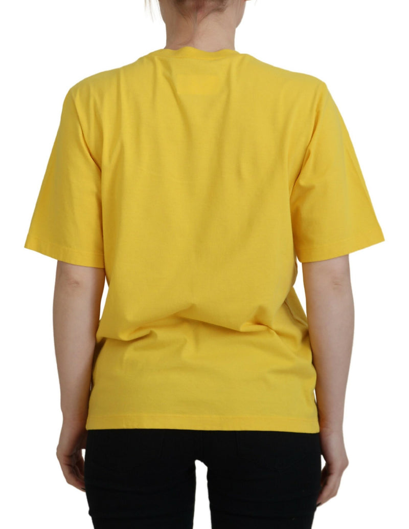 Dsquared² Yellow Logo Print Cotton Crewneck Easy Tee