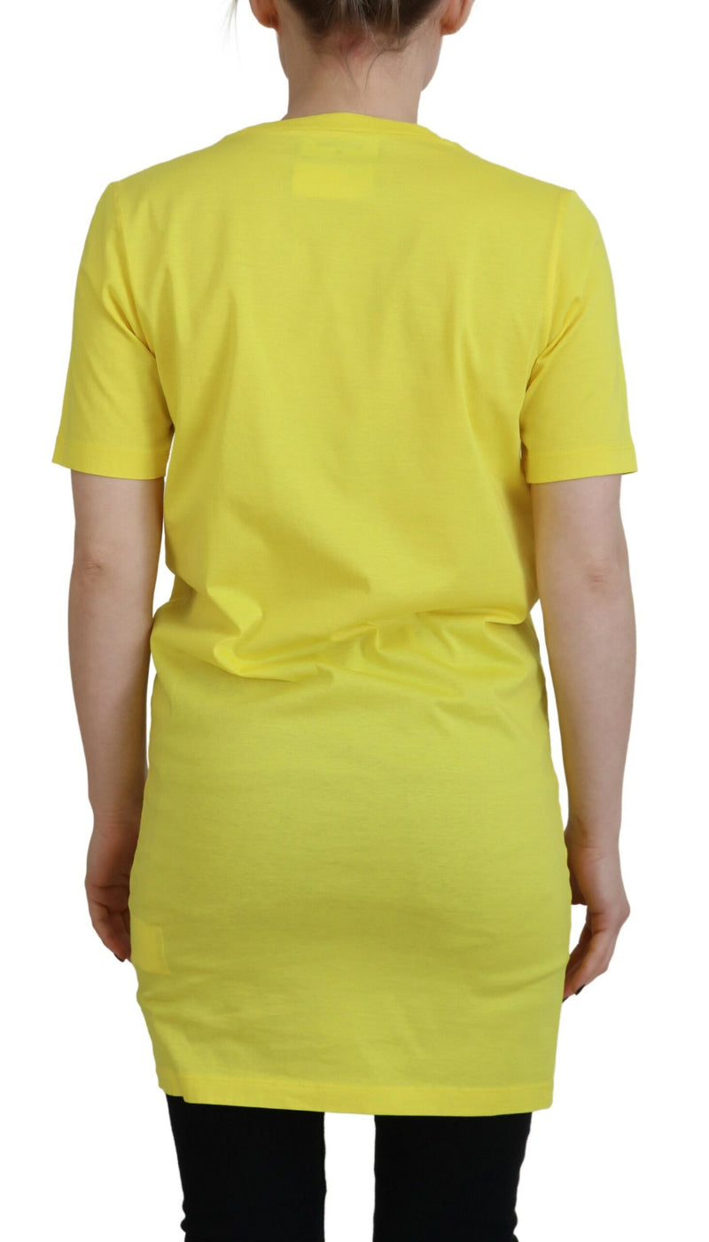 Dsquared² Yellow Cotton Shiny Icon Renny Dress Crewneck T-shirt