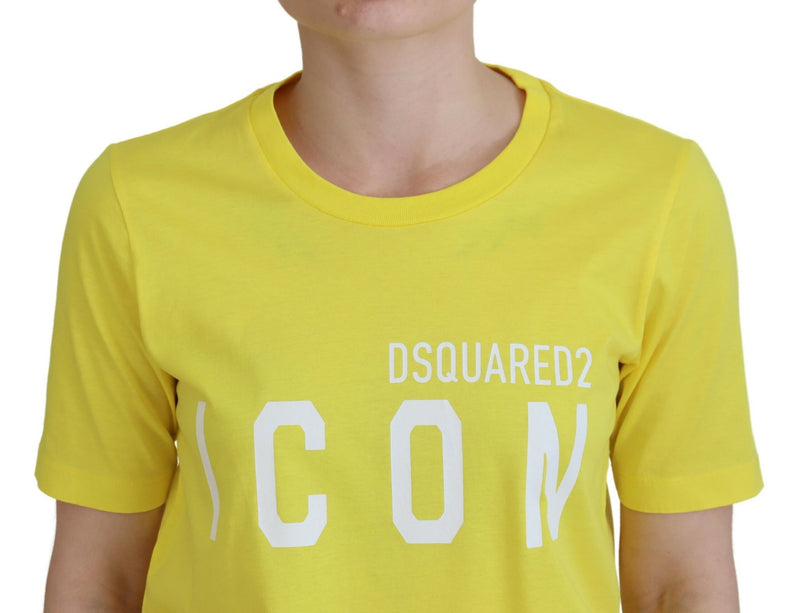 Dsquared² Yellow Cotton Shiny Icon Renny Dress Crewneck T-shirt