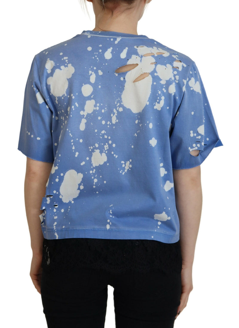 Dsquared² Blue Goth Gurl Print Black Lace Cotton Tee