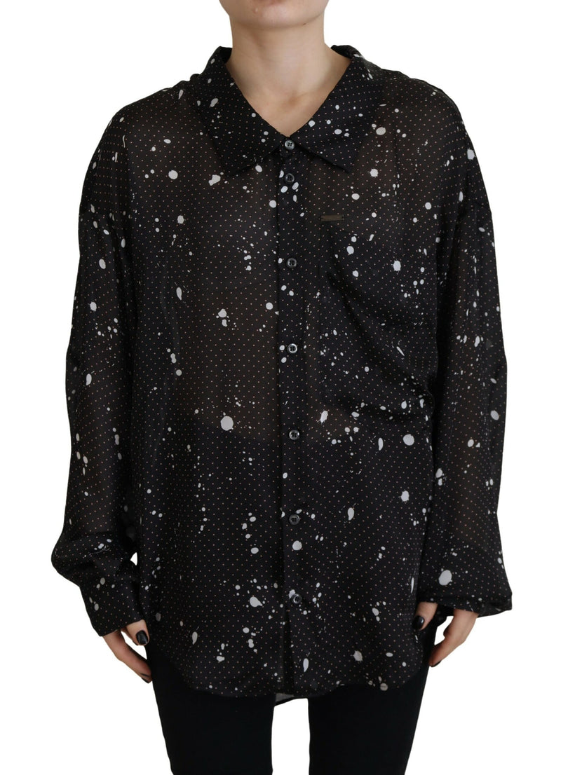 Dsquared² Blouse à Pois Noirs avec Col et Boutonnage