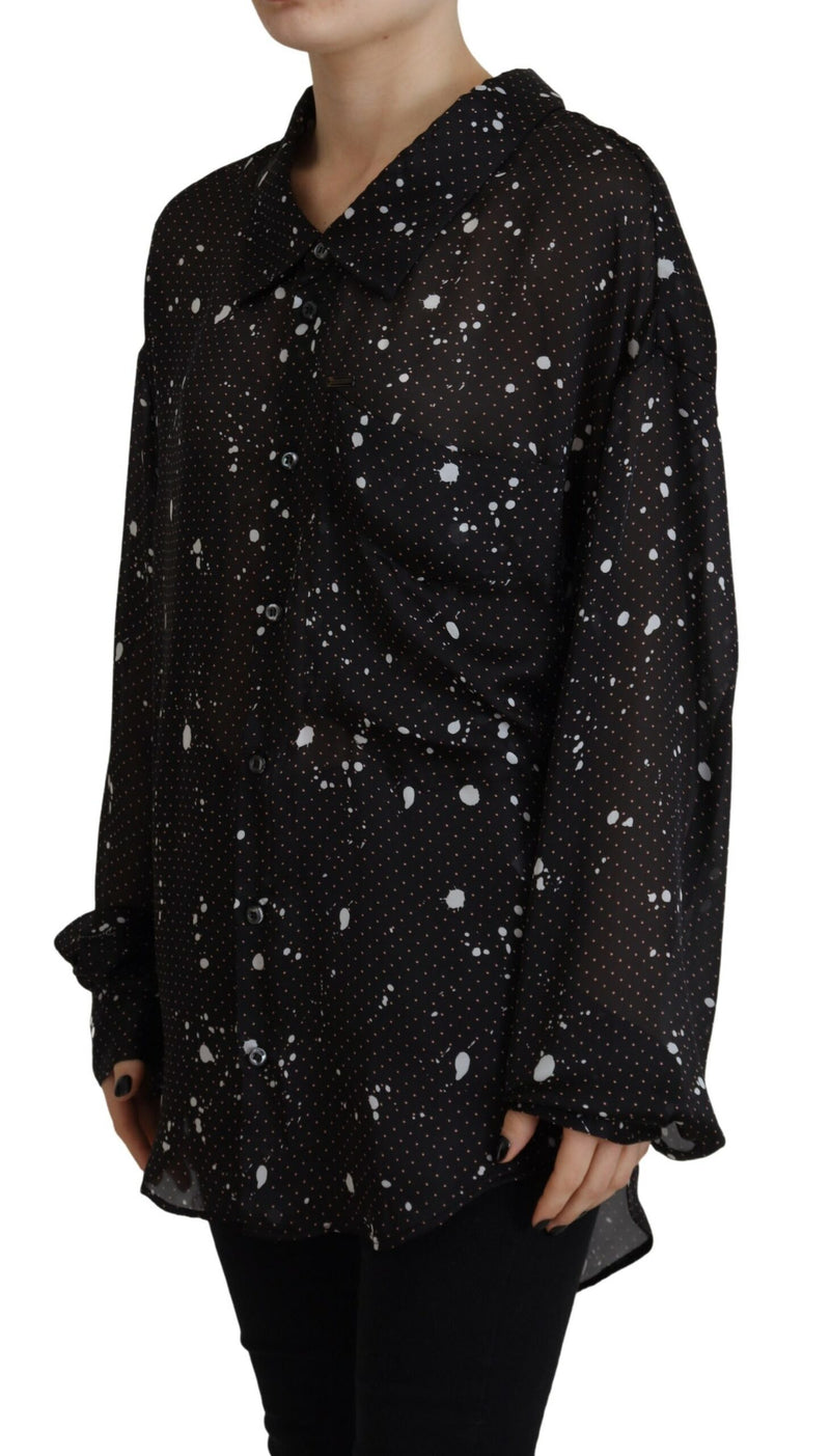 Dsquared² Blouse à Pois Noirs avec Col et Boutonnage