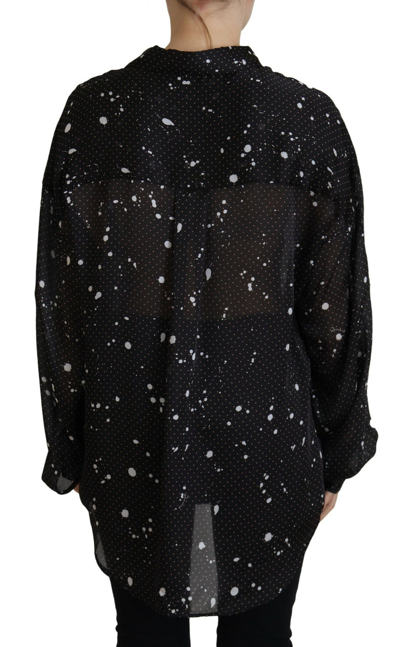 Dsquared² Blouse à Pois Noirs avec Col et Boutonnage
