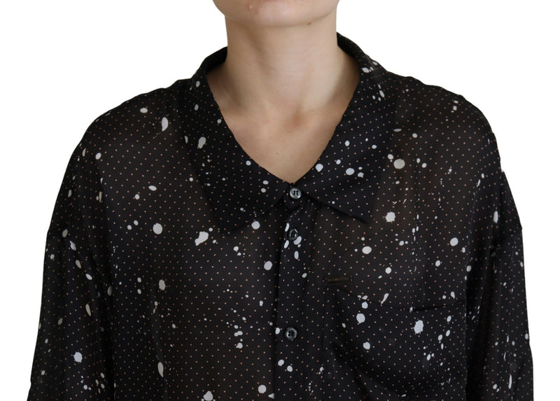 Dsquared² Blouse à Pois Noirs avec Col et Boutonnage
